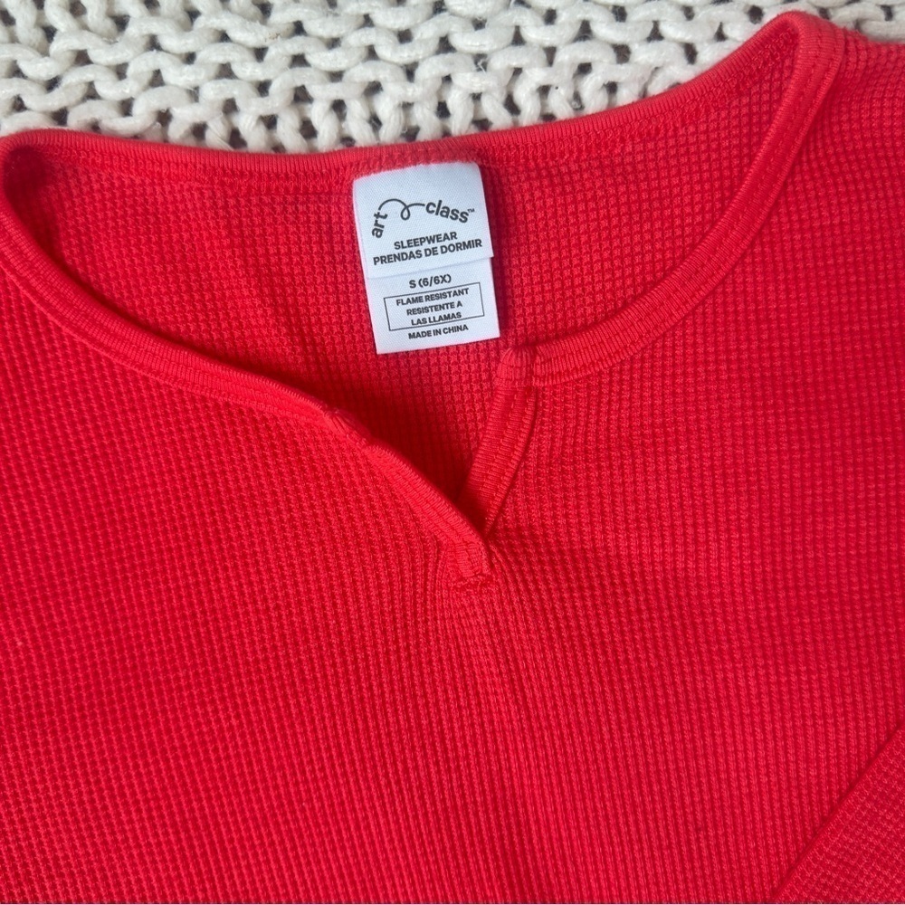 Art Class Red Ribbed Girl's Pajama Set Size Small - Picture 3 of 4
